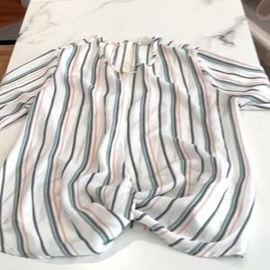 Sienna Sky white blouse with colored stripes, XS.